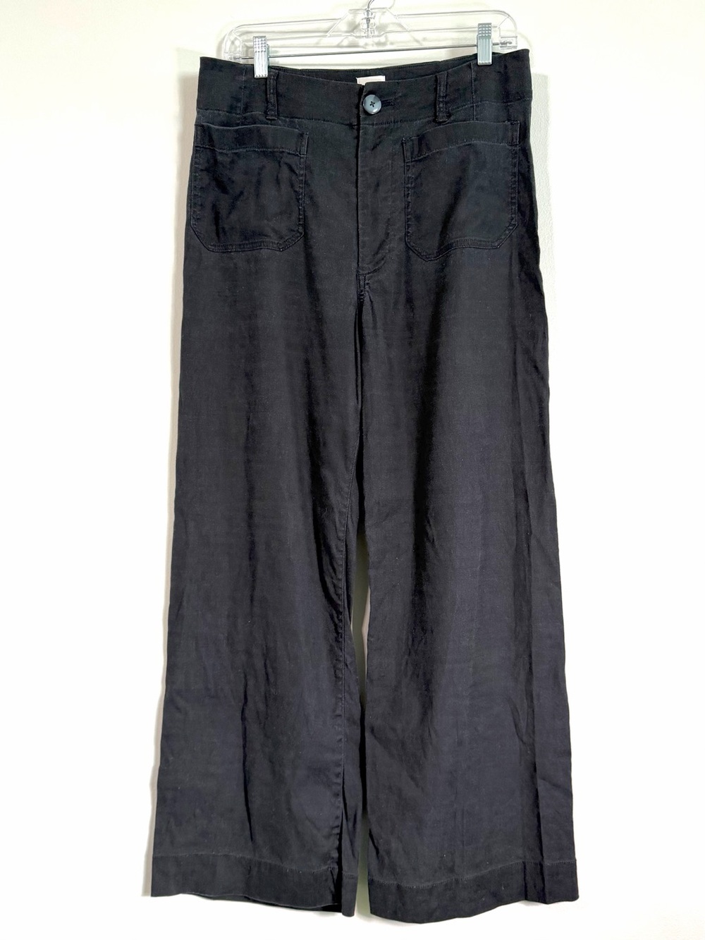 Maeve Colette Linen Blend Stretch Black Front Patch Pockets Pants Women’s 30T